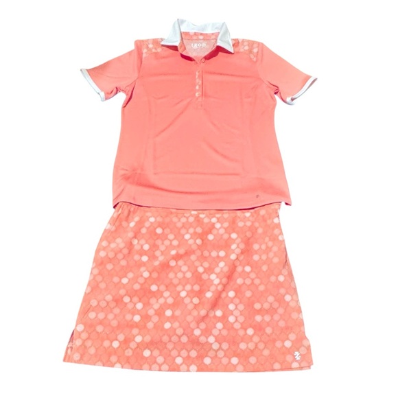 Women’s Izod Golf Skort Set Shirt Size Medium Skort Size 4 Golf Ball Tee Print - Picture 3 of 12
